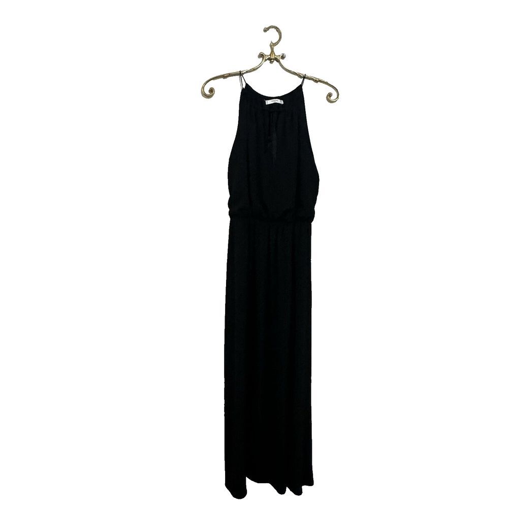 Mango Black Maxi Strap Sundress Small Tie